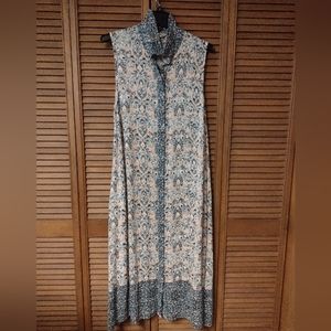 Women's Lucky Brand Sleeveless Dress Blue and Pink Print Size 14/Large